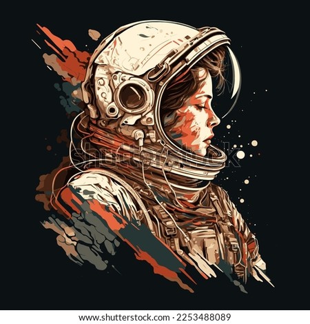 cosmonaut astronaut woman vector illustration, science fiction Royalty-Free Stock Photo #2253488089
