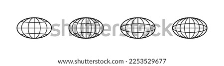 Globe icon. World vector set. Earth wide globe sign. Planet symbol flatten. Black isolated flat globe icons set on white background.
