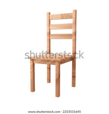 Light wood dining chair single isolated object 3d rendered illustration. Modern furniture item in simple minimalist style. Interior design element clipart.