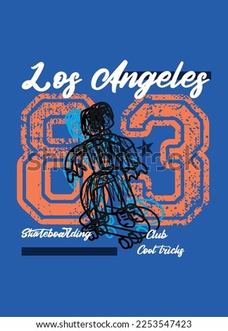 los angeles skateboarding club,t-shirt design varsity vector