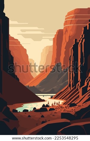 vector illustration landscape view grand canyon Monument Valley, Arizona Royalty-Free Stock Photo #2253548295