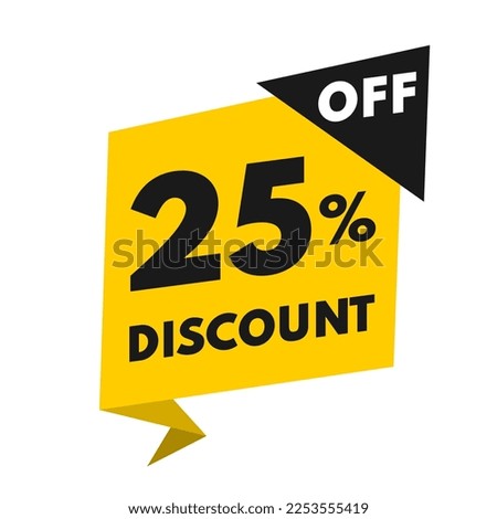 Price tag 25 percent off, yellow and black value balloon
