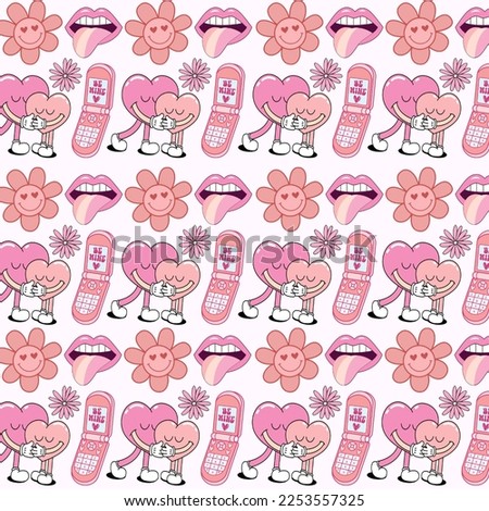 Valentine's day pattern, love designs.  love characters repeatable design