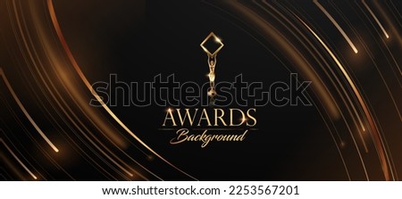 Golden Abstract Lines Corner Modern Geometric Shape Background. Award Background. Luxury Background.  Space Galaxy Orbit in Universe Effect.  Royalty-Free Stock Photo #2253567201
