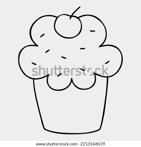 Hand drawn cup cake for colouring book vector illustration