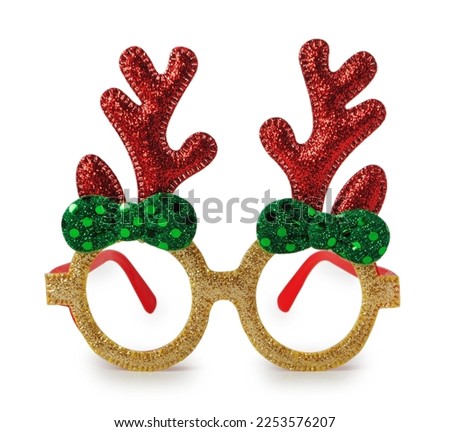 Glasses with horns, children's, for masquerade, festive, isolated on white