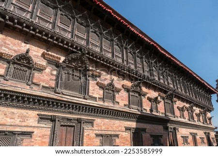 The Palace of Fifty-five Windows in Bhaktapur Durbar Square, is a former royal palace complex located in Bhaktapur, Nepal Royalty-Free Stock Photo #2253585999