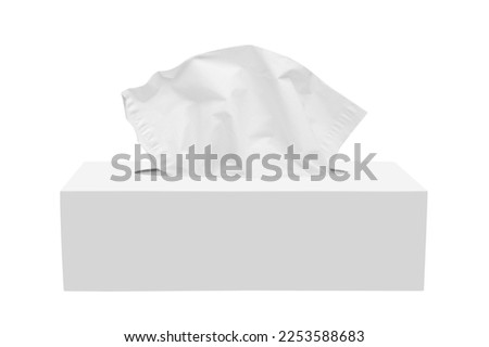 Paper napkins in a box, isolated on white background Royalty-Free Stock Photo #2253588683
