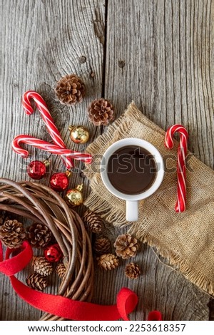 Hot coffee with Christmas decoration