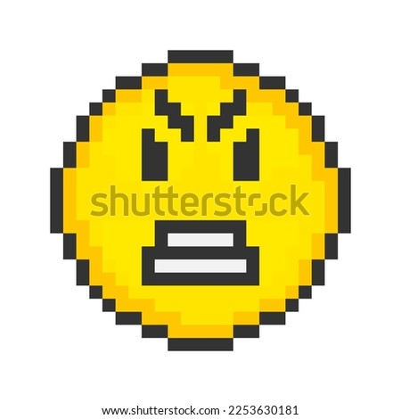 Wicked face icon. Pixel art emoticons. Vector illustration.