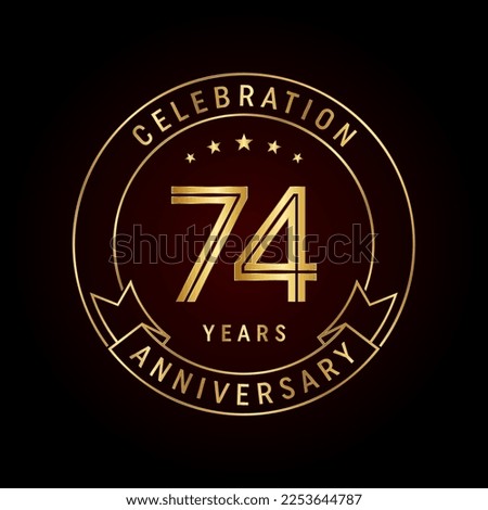 74th anniversary template design concept with golden ribbon for anniversary celebration event. Logo Vector Template
