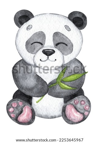 Watercolor panda bear isolated on white background