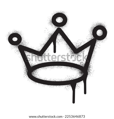 Graffiti crown icon with black spray paint. Vector illustration