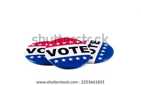 Three vote badges isolated on white background Royalty-Free Stock Photo #2253661831