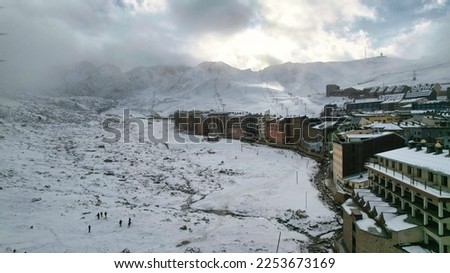 Photos drone mountain and snow pas of the house Andorra La Vella Royalty-Free Stock Photo #2253673169