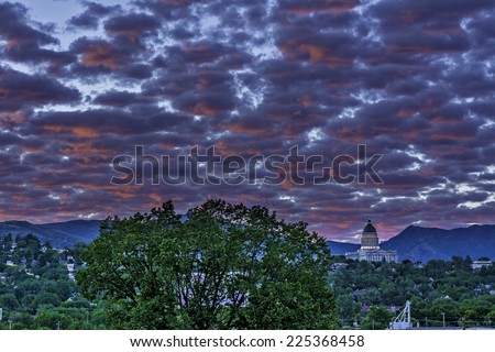 Dramatic sky over the Utah State Capital building