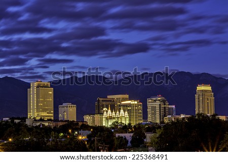 Salt lake City Utah skyline at night