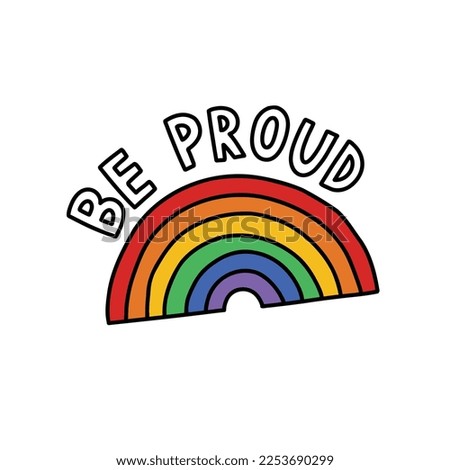 pride rainbow, be proud doodle icon, vector illustration