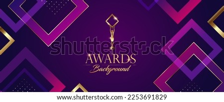 Pink Blue Purple and Gold Square Diamond Shape Award Background. Luxury Graphics. Modern Abstract Background. Gold Platted Frame Gradient Effect. 