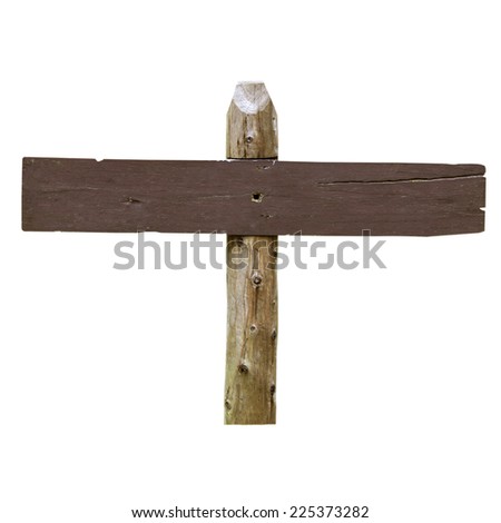 wooden sign isolated on white.