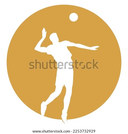 male volleyball player icon doing smash