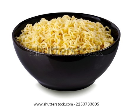  instant noodles with in black  bowl isolated on white background with clipping path. Asian and Chinese style fast food concept. Royalty-Free Stock Photo #2253733805