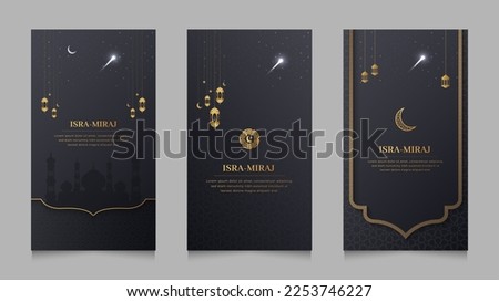 Isra Miraj Islamic Realistic Miraj un Nabi Night Journey Social Media Stories Collection Template Royalty-Free Stock Photo #2253746227