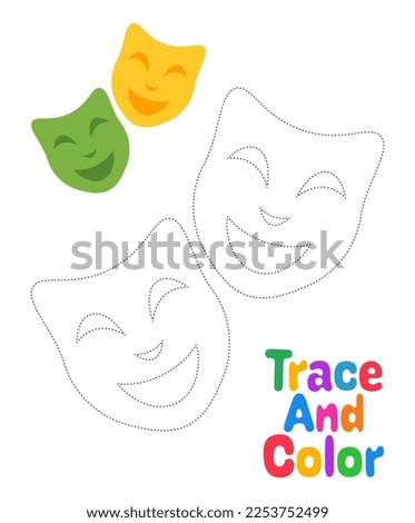 Mask Happy Sad tracing worksheet for kids