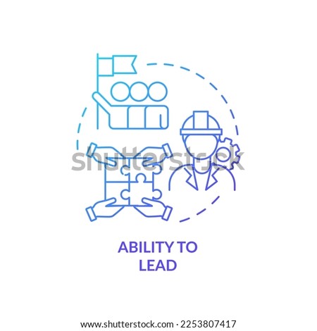 Ability to lead blue gradient concept icon. Responsible partner. Characteristic of good housing developer abstract idea thin line illustration. Isolated outline drawing. Myriad Pro-Bold font used
