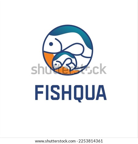 simple fish logo vector blue round shape
