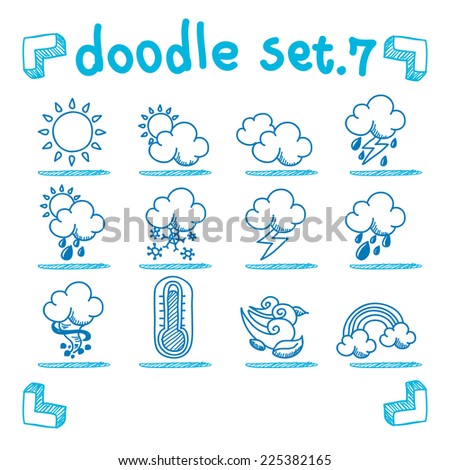 vector weather icon set doodle style
