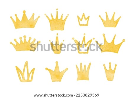 Set of watercolor crowns for your design. Vector illustration