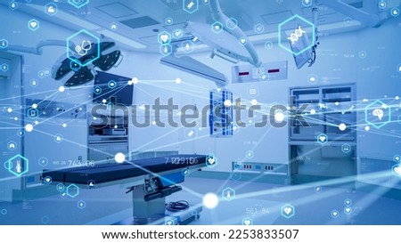 Modern hospital and communication network concept. Medical technology. MedTech. Royalty-Free Stock Photo #2253833507