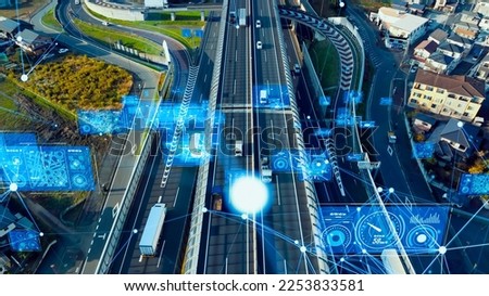 Transportation and communication network concept. ITS (Intelligent Transport Systems). Mobility as a service. Royalty-Free Stock Photo #2253833581