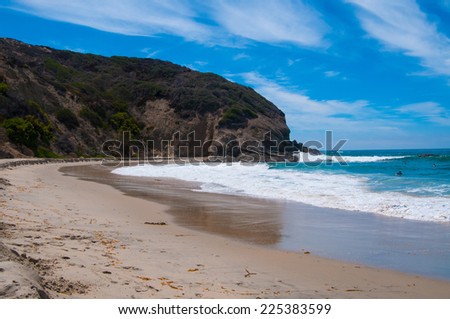 Beautiful ocean washing up on the California coastline
