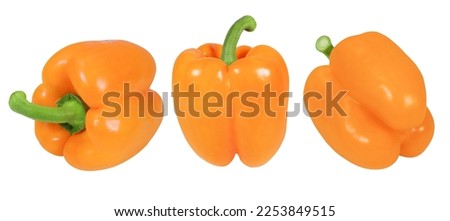 Collection of orange peppers on an isolated white background.