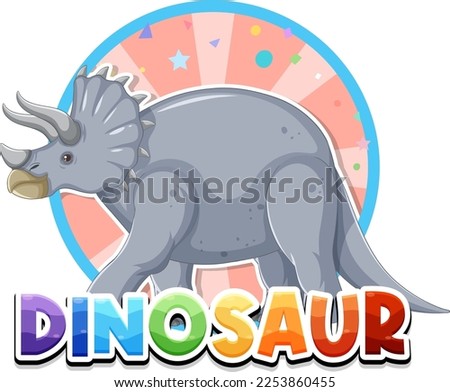 Dinosaur extinction animal cartoon character and text logo illustration