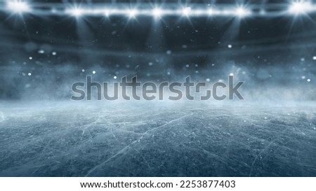  Hockey ice rink sport arena empty field - stadium. 3D Illustration Royalty-Free Stock Photo #2253877403