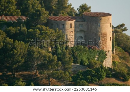 The fort of Brégançon in France (Bormes les Mimosas), a state residence used as an official vacation spot for the President of the French Republic. Royalty-Free Stock Photo #2253881145