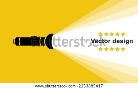 Flashlight or torch lighting up background, flat style, Vector illustration image.	