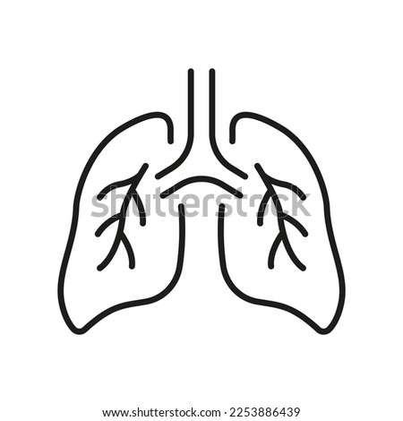 Human Lung Line Icon. Bronchi and Trachea Breath System Pictogram. Healthy Bronchial Respiratory Organ Outline Icon. Pneumonia Respiration Illness. Editable Stroke. Isolated Vector Illustration. Royalty-Free Stock Photo #2253886439