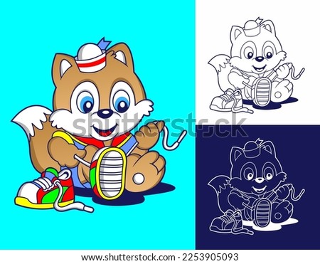 Cute Squirrel with new shoes going to school Cartoon Vector  Illustration. Animal Cartoon Style