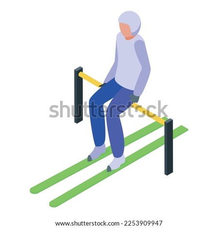 Ski jumping sport icon isometric vector. Winter jump. Skier snow