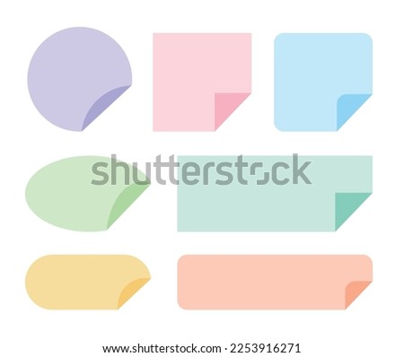 A set of colorful and various shapes of memo pads or stickers for taking notes. Circle, square, rectangle, oval.