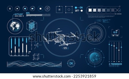 Set of infographic elements about drone and geolocation. Royalty-Free Stock Photo #2253921859
