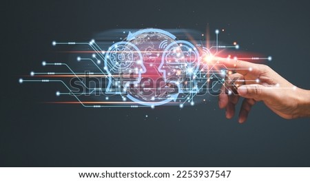 Ai smart Manufacturing and Hitech to communicate with humans for Upskill Reskill. Ai connection automation to global cyber network concept. new technology in future can support all business 4 to IIoT Royalty-Free Stock Photo #2253937547
