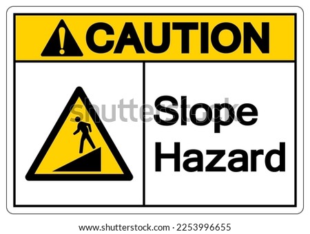 Caution Slope Hazard Symbol Sign,Vector Illustration, Isolate On White Background Label. EPS10 Royalty-Free Stock Photo #2253996655