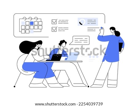 Managers workshop abstract concept vector illustration. Supervisors course, management skills training, team building, employee coach support, business training, presentation abstract metaphor. Royalty-Free Stock Photo #2254039739