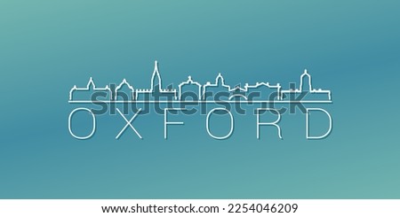 Oxford, UK Skyline Linear Design. Flat City Illustration Minimal Clip Art. Background Gradient Travel Vector Icon.