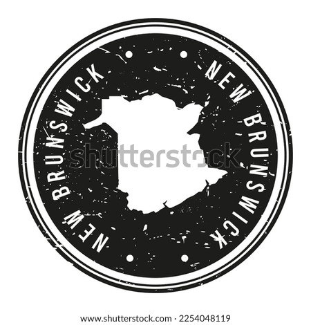 New Brunswick, Canada Silhouette Postal Passport. Stamp Round Vector Icon Map. Design Travel Postmark. 